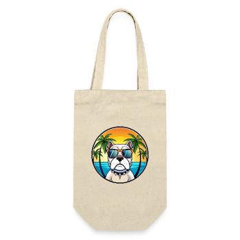 Bouledogue américain race dessin animé lunettes de soleil plage - Sac à bouteille - nature - Devant