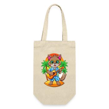 Drôle Chat Dessin Animé Plage D’été Lunettes De Soleil Guitare - Sac à bouteille - nature - Devant