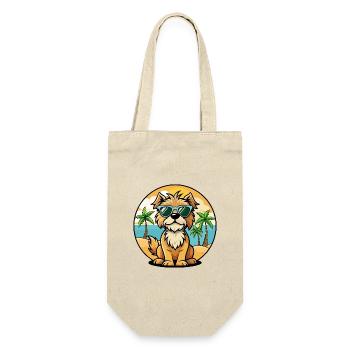 Brikett Griffon Vendéen Hunderasse Cartoon Strand - Geschenkbeutel für Flaschen - Natur - Vorne
