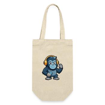 Gorilla Lustige Zeichentrickfigur Kopfhörer Musik - Geschenkbeutel für Flaschen - Natur - Vorne