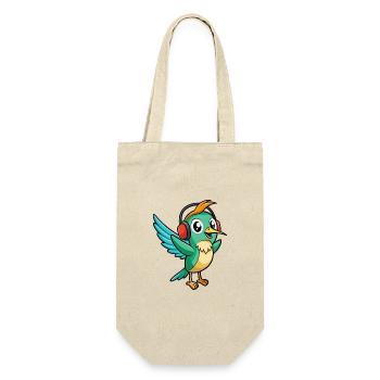 Kolibri Lustige Cartoon Tier Kopfhörer Musik - Geschenkbeutel für Flaschen - Natur - Vorne