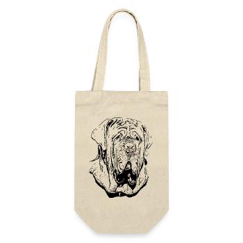 Trolliger Hund Dogge Schwarz - Geschenkbeutel für Flaschen - Natur - Vorne