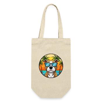 Staffordshire Bullterrier Hunderasse Cartoon Beach - Geschenkbeutel für Flaschen - Natur - Vorne