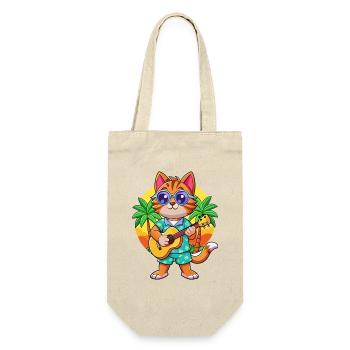 Drôle Chat Dessin Animé Plage D’été Lunettes De Soleil Guitare - Sac à bouteille - nature - Devant