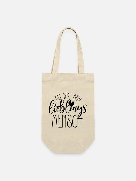 Du bist mein Lieblingsmensch Liebe Design - Geschenkbeutel für Flaschen - Natur