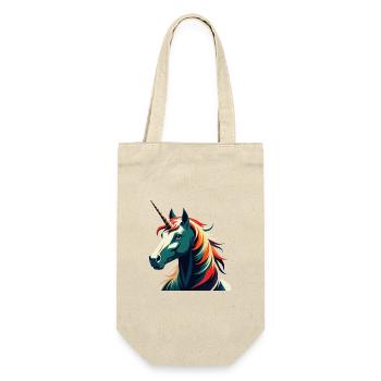 Einhorn Cartoon Figur Buntes Haustier Tier - Geschenkbeutel für Flaschen - Natur - Vorne