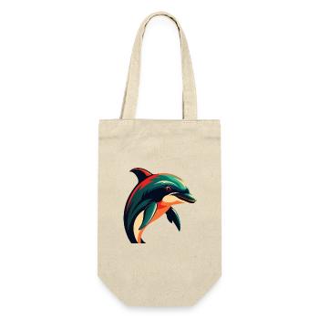 Delphin Cartoon Figur Buntes Haustier Tier - Geschenkbeutel für Flaschen - Natur - Vorne