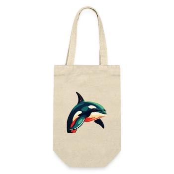 Orca Zeichentrickfigur Buntes Haustier Tier - Geschenkbeutel für Flaschen - Natur - Vorne