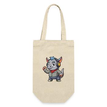 Rhino Lustige Zeichentrickfigur Kopfhörer Musik - Geschenkbeutel für Flaschen - Natur - Vorne