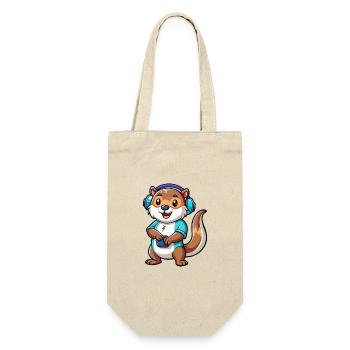 Loutre Funny Cartoon Character Musique de casque - Sac à bouteille - nature - Devant