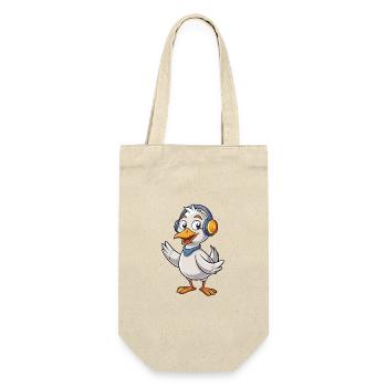 Gans Lustige Zeichentrickfigur Kopfhörer Musik - Geschenkbeutel für Flaschen - Natur - Vorne