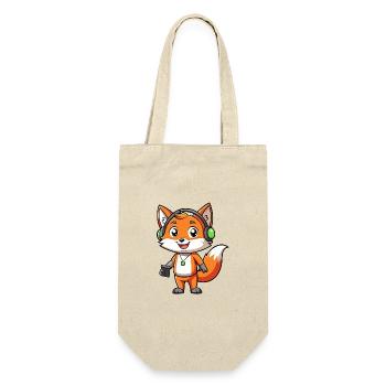 Fuchs Lustige Zeichentrickfigur Kopfhörer Musik - Geschenkbeutel für Flaschen - Natur - Vorne