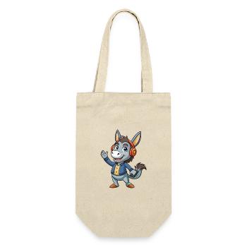 Esel Lustige Cartoon Figur Kopfhörer Musik - Geschenkbeutel für Flaschen - Natur - Vorne