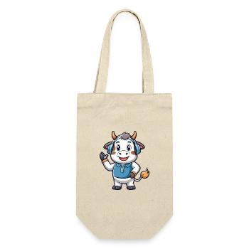 Kuh Lustige Cartoon Figur Kopfhörer Musik - Geschenkbeutel für Flaschen - Natur - Vorne