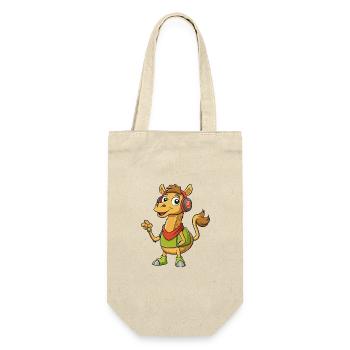 Kamel Lustige Cartoon Figur Kopfhörer Musik - Geschenkbeutel für Flaschen - Natur - Vorne