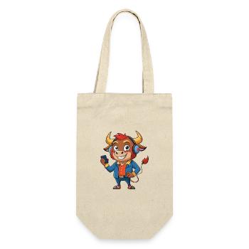 Bull Funny Cartoon Character Musique de casque - Sac à bouteille - nature - Devant
