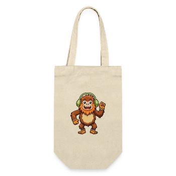 Big Foot Lustige Cartoon Figur Kopfhörer Musik - Geschenkbeutel für Flaschen - Natur - Vorne