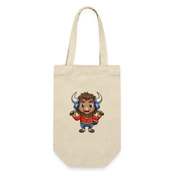 Bison Funny Cartoon Character Casque Musique - Sac à bouteille - nature - Devant