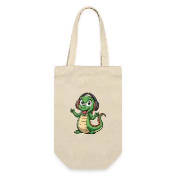 Anaconda drôle dessin animé personnage casque musique - Sac à bouteille - nature - Devant