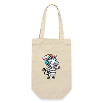 Zebra Lustige Zeichentrickfigur Kopfhörer Musik - Geschenkbeutel für Flaschen - Natur - Vorne