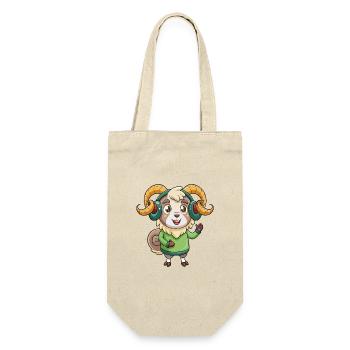 Ram Lustige Zeichentrickfigur Kopfhörer Musik - Geschenkbeutel für Flaschen - Natur - Vorne