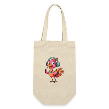 Flamingo Lustige Zeichentrickfigur Kopfhörer Musik - Geschenkbeutel für Flaschen - Natur - Vorne