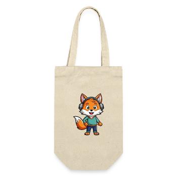 Fuchs Lustige Zeichentrickfigur Kopfhörer Musik - Geschenkbeutel für Flaschen - Natur - Vorne
