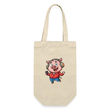 Cochon Drôle Dessin Animé Personnage Casque Musique - Sac à bouteille - nature - Devant