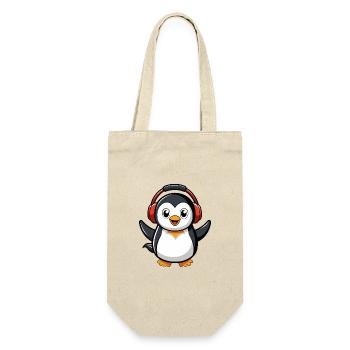 Pinguin Lustige Zeichentrickfigur Kopfhörermusik - Geschenkbeutel für Flaschen - Natur - Vorne