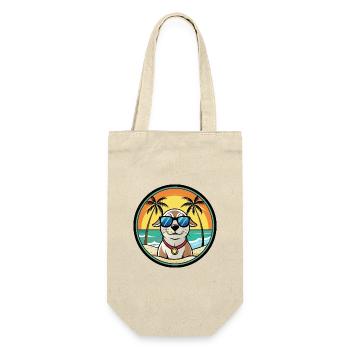 Seskar phoque chien race dessin animé lunettes de soleil plage - Sac à bouteille - nature - Devant