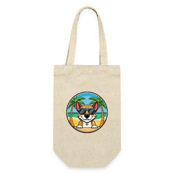 Serbischer dreifarbiger Laufhund Rasse Cartoon Strand - Geschenkbeutel für Flaschen - Natur - Vorne