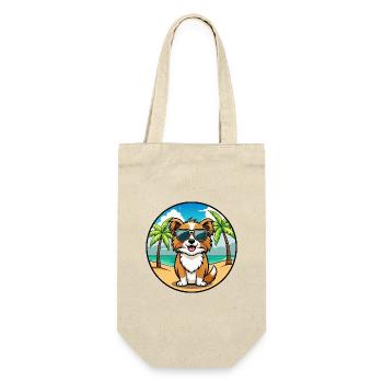 Tibetischer Spaniel Hund Rasse Cartoon Sonnenbrille Strand - Geschenkbeutel für Flaschen - Natur - Vorne