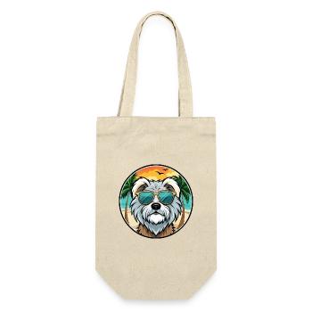 Tibet Terrier Hund Rasse Cartoon Sonnenbrille Strand - Geschenkbeutel für Flaschen - Natur - Vorne