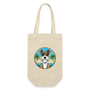 Draht Foxterrier Hunderasse Cartoon Sonnenbrille Strand - Geschenkbeutel für Flaschen - Natur - Vorne