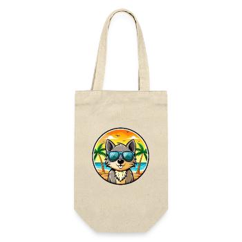 Schipperke Hunderasse Cartoon Sonnenbrille Strand - Geschenkbeutel für Flaschen - Natur - Vorne