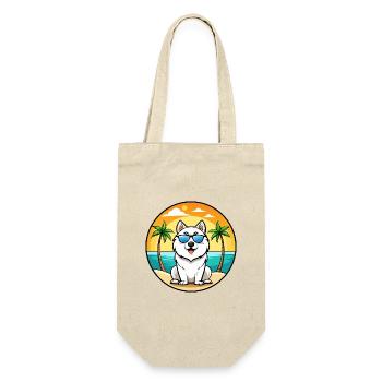 Samojede Hunderasse Cartoon Sonnenbrille Strand - Geschenkbeutel für Flaschen - Natur - Vorne