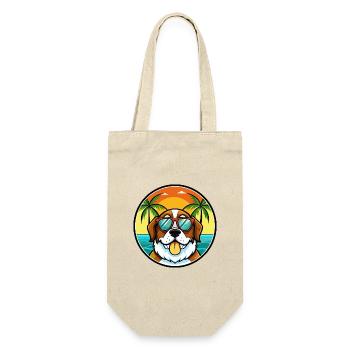 Bernhardiner Hunderasse Cartoon Sonnenbrille Strand - Geschenkbeutel für Flaschen - Natur - Vorne