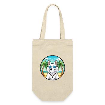 White Shepherd Dog Breed Cartoon Sunglasses Beach - Gift Bag for Bottles - nature - Front