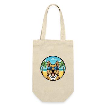 South Russian Ovcharka Dog Breed Cartoon Beach - Gift Bag for Bottles - nature - Front