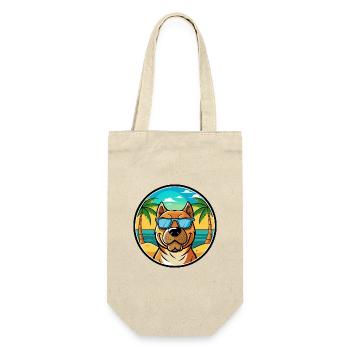 Perro De Presa Canario Hunderasse Cartoon Strand - Geschenkbeutel für Flaschen - Natur - Vorne