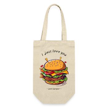 i love u and burger - Geschenkbeutel für Flaschen - Natur - Vorne