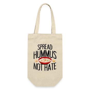 Spread Hummus Not Hate Vegan Geschenk Für Veganer - Geschenkbeutel für Flaschen - Natur - Vorne