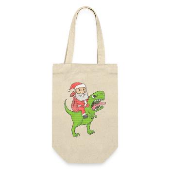 Weihnachten Dinosaurier Ugly Christmas Effekt - Geschenkbeutel für Flaschen - Natur - Vorne