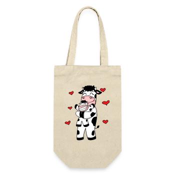 Cadeau de coeur de vache ferme familiale - Sac à bouteille - nature - Devant