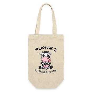 Zweite Kind Spieler 2 Baby Kuh Schwanger Geschenk - Geschenkbeutel für Flaschen - Natur - Vorne