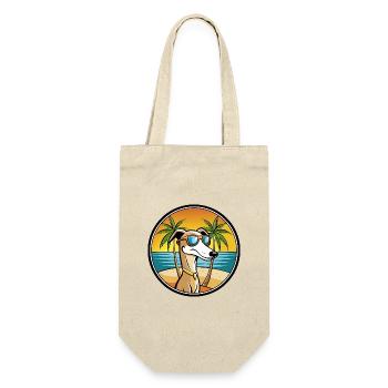 Alter kroatischer Windhund Hunderasse Cartoon Strand - Geschenkbeutel für Flaschen - Natur - Vorne