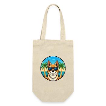 Nordic Spitz Hunderasse Cartoon Sonnenbrille Strand - Geschenkbeutel für Flaschen - Natur - Vorne