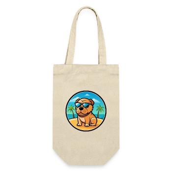 Miniatur Shar Pei Hunderasse Cartoon Sonnenbrille - Geschenkbeutel für Flaschen - Natur - Vorne