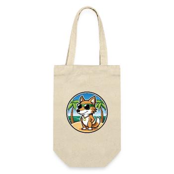 Italienisch Volpino Hund Rasse Cartoon Sonnenbrille Strand - Geschenkbeutel für Flaschen - Natur - Vorne