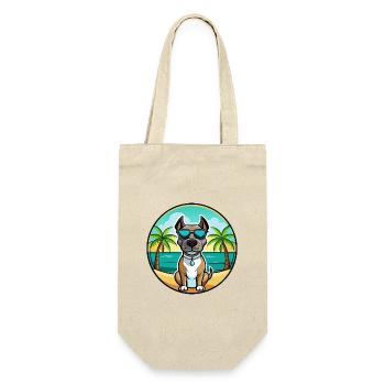 Deutsche Dogge Hunderasse Cartoon Sonnenbrille Strand - Geschenkbeutel für Flaschen - Natur - Vorne
